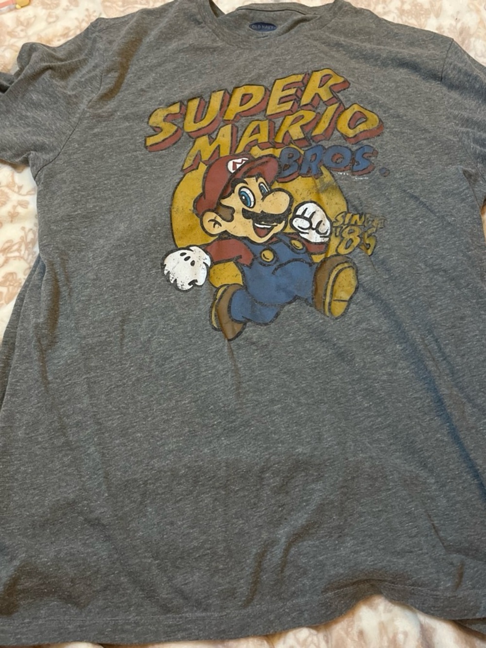 Old Navy Gray Super Mario Bros Graphic Tee